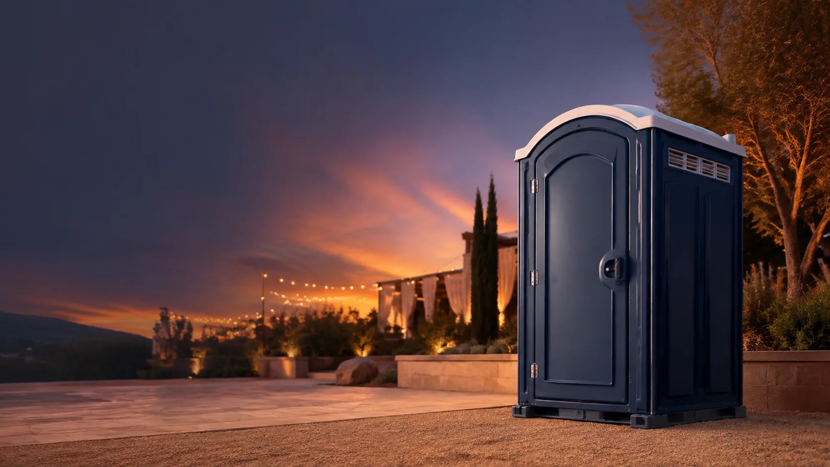 Portable restroom shown for rental planning in Oak Ridge, TN